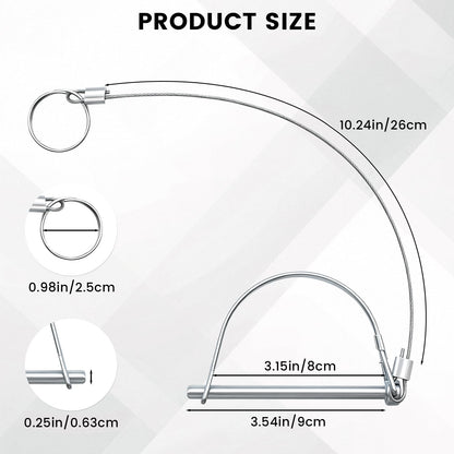 KCMOSGI 2 Pcs Trailer Coupler Pin with Quick Release Ring, Arch Trailer Hitch Pin, Locking Pins for Farm Trailers, Towing Accessories, 1/4" x 3.2"(6.3mm x 80mm)