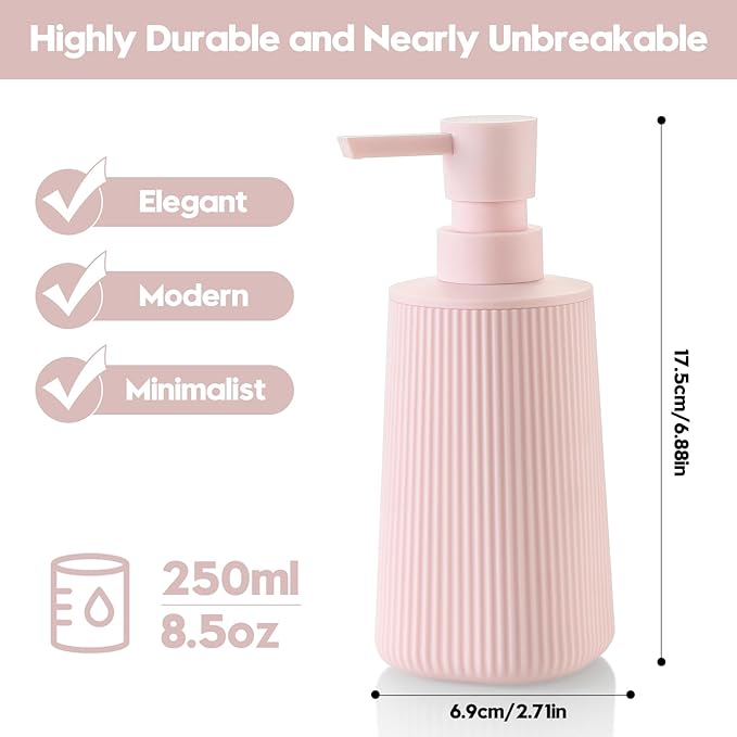 Small Soap Dispenser for Bathroom and Kitchen, Modern Farmhouse Striped Style