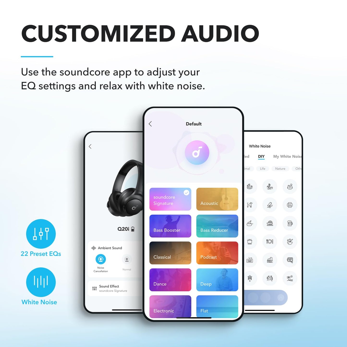 soundcore by Anker Q20i Hybrid Active Noise Cancelling Foldable Headphones, Wireless Over-Ear Bluetooth, 40H Long ANC Playtime, Hi-Res Audio, Big Bass, Customize via an App, Transparency Mode (Black)