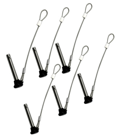4Pcs Diameter 3/16" Stainless Steel Black Nylon Head Pin With Lanyard - Marine Bimini Top Pull Pins for Swivel Ball Deck Hinge Quick Release (4)
