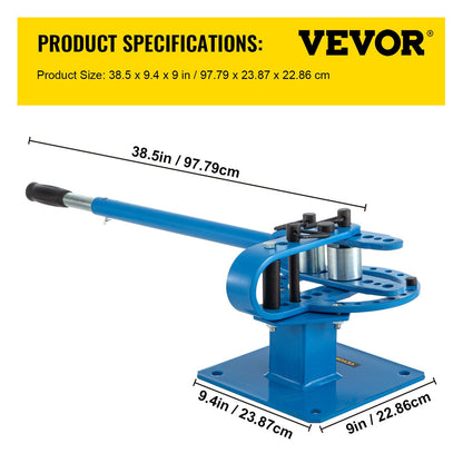 VEVOR YP-9 Manual Bender, 1” - 2“ High Capacity Round Square Bar Metal Bender with 7 Bending Dies, Metal Rod Bar Bender Bending Tool for Construction Site Auto Repair