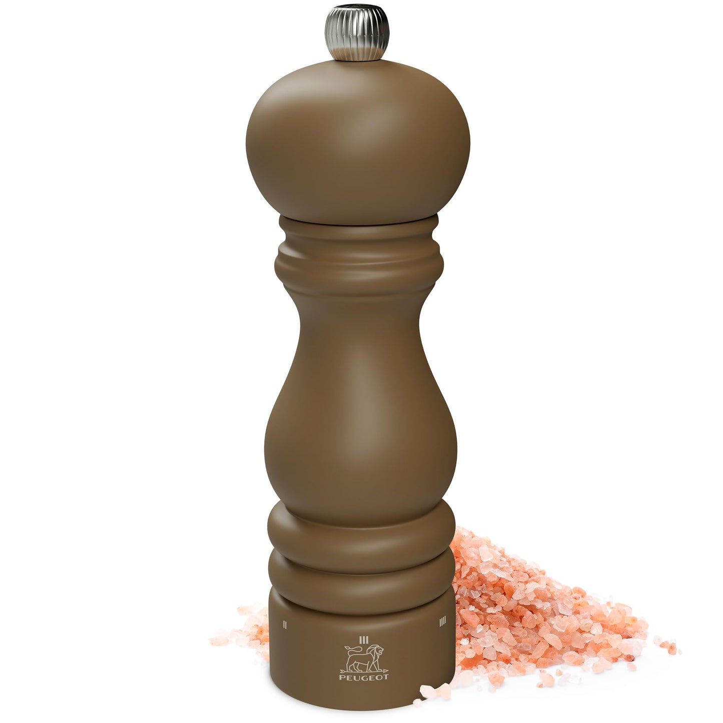 Peugeot Paris u'Select 7-inch Salt Mill - Manual Rock Salt Mill with Adjustable Precision Grinding, Stainless Steel & Beechwood, Sustainable & Elegant Kitchen Tool (Mocha)