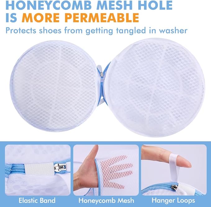 2 Pack Shoes Wash Bags, Shoe Washing Machine Bag, shoe laundry bag