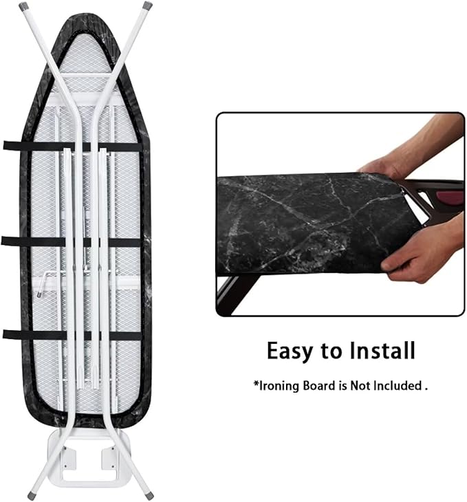 ZDCUSTOM Black Marble Ironing Board Cover and Pad- 52" x 13" Iron Board Cover