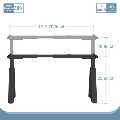 Fromann Standing Desk Frame Dual Motors 3 Stages Electric Height Adjustable Sitting Stand Up Desk Base Legs Only (Black)
