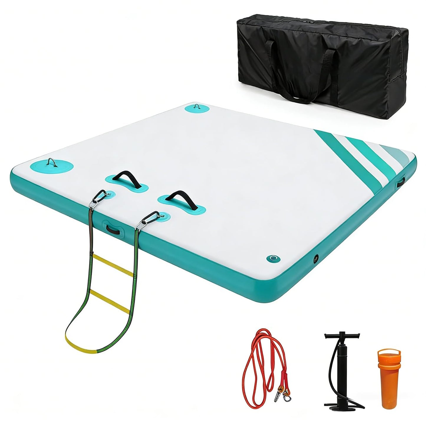DEXSO Floating Dock, Inflatable Dock Floating Platform, Non-Slip Floating Island with Rope Ladder & Carry Bag, Portable Island Raft for Lake, Pool, Beach, Ocean