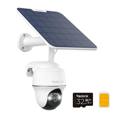 REOLINK 4K LTE Cellular Security Camera Wireless Outdoor, No WiFi, 3G/4G LTE, Solar Powered, SIM Card+32GB SD Card Included, Color Night Vision, Local/Cloud Storage, Go PT Ultra+SP, Updated Version