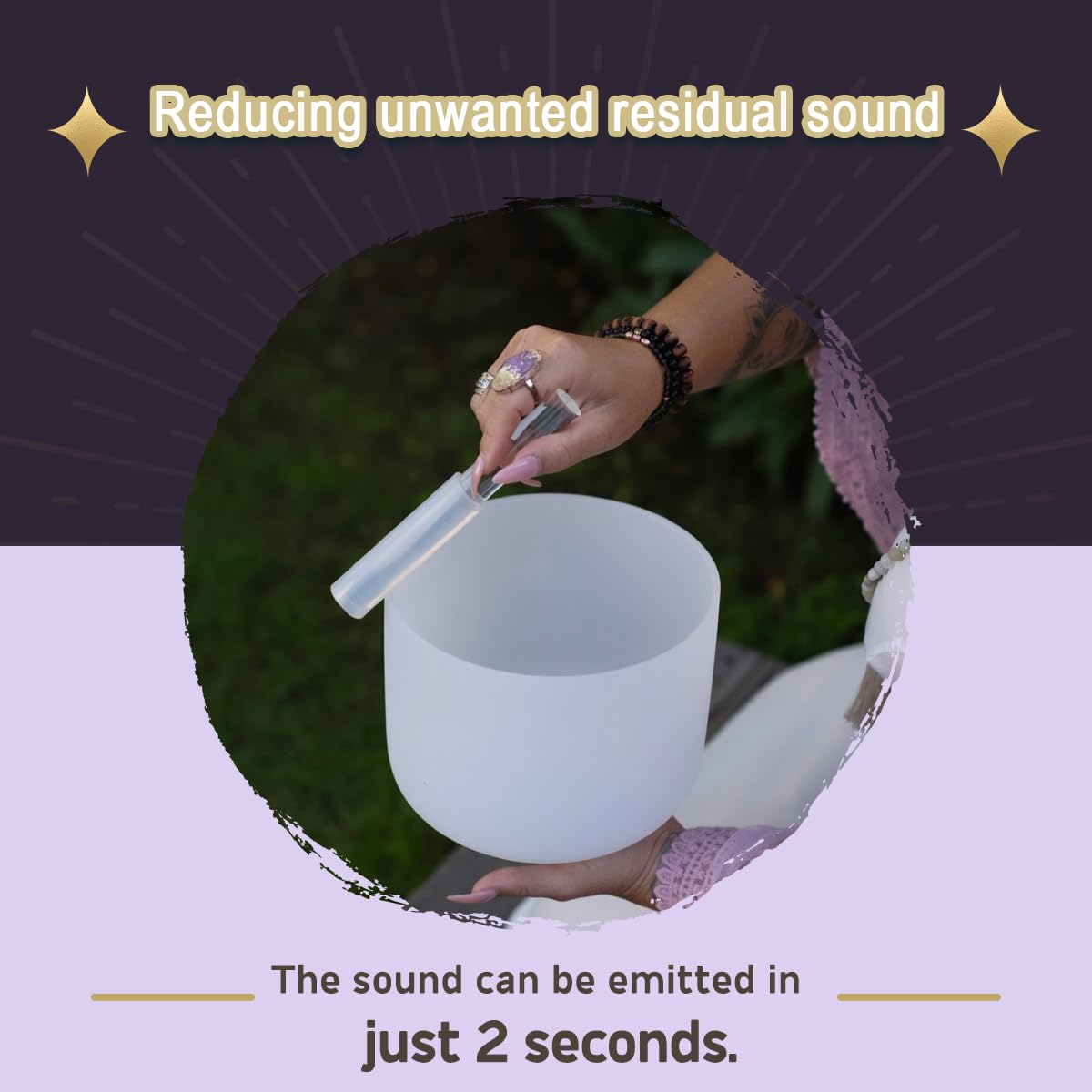 UPCEED Singing Bowl Mallet Clear Acrylic Base Silicone Rubber Striker Mallet for Playing Quartz Crystal Singing Bowl with Bundle Pocket(Clear)