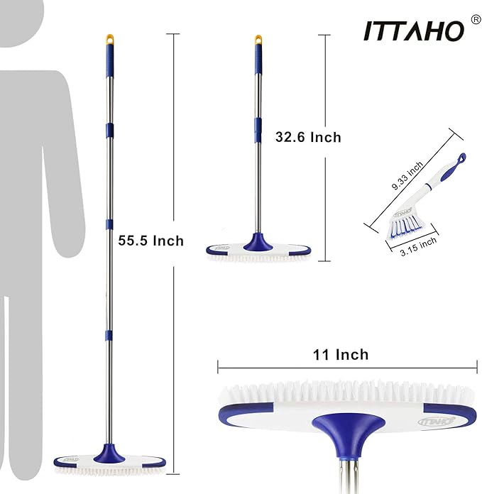 ITTAHO Floor Scrub Brush with Long Handle
