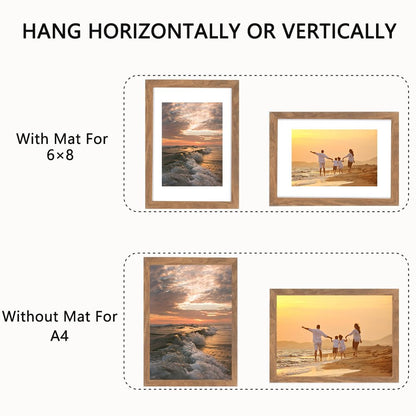 Brown Wooden Picture Frame A4 with Mount,Set of 3,A4 Picture Frame,A4 Poster Frame,certificate frame,Freestanding and Wall Mountable