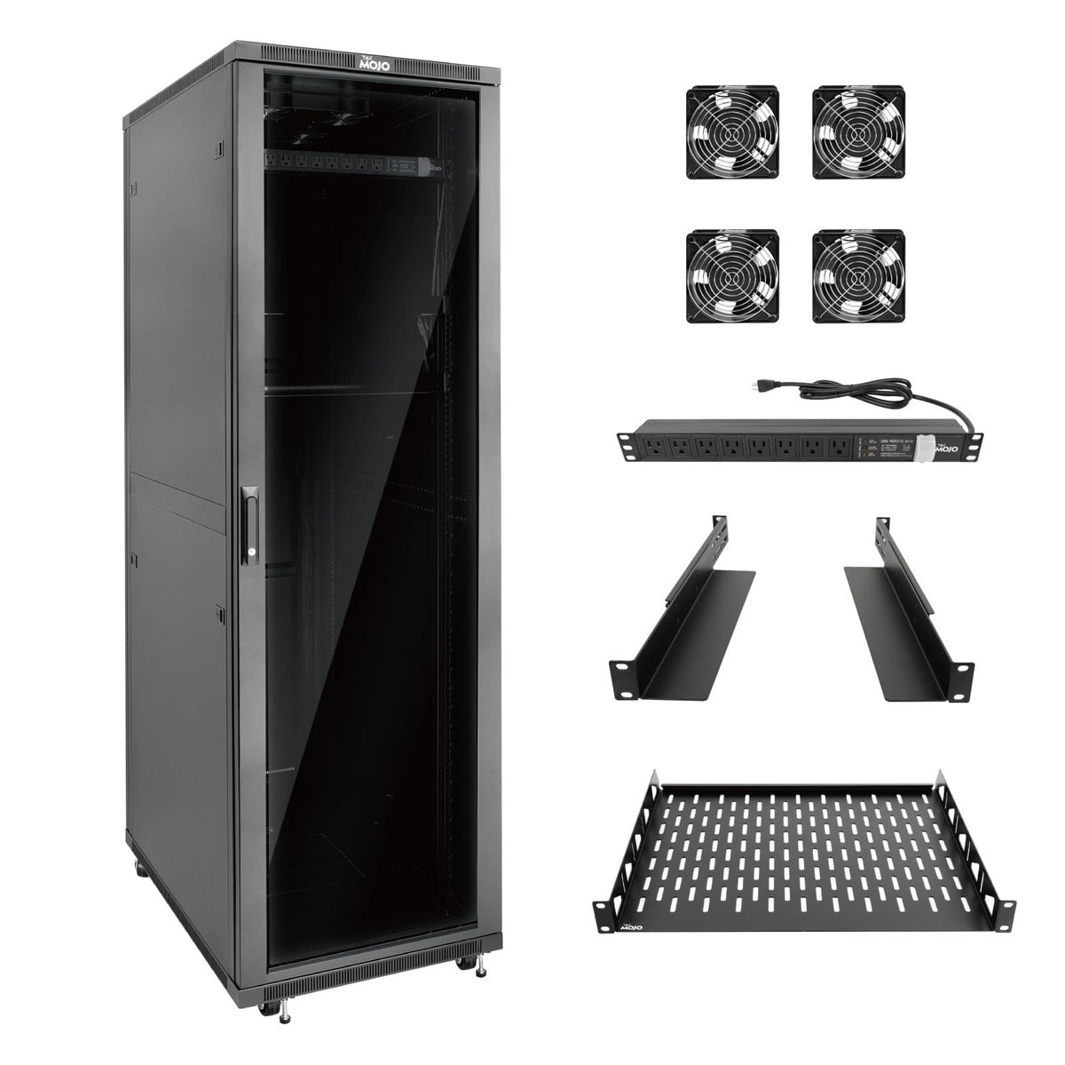 Tecmojo 42U Server Rack Network Cabinet 39.4" D x 23.6" W, Locking Data Cabinet Enclosure for 19" Server, Networking, AV & IT Equipment, Glass Door, Black