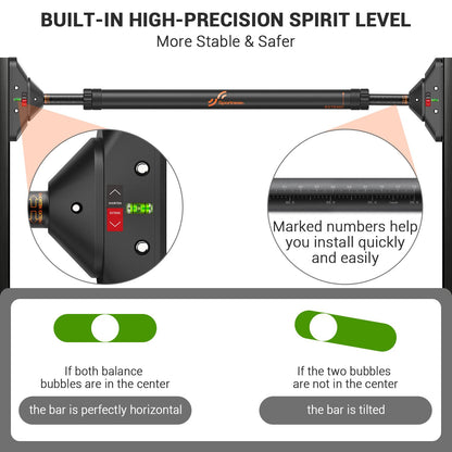 Sportneer Pull Up Bar Doorway Chin Up Bar No Screws Door Frame Chin Up Push Up Sit Up Bar Adjustable 75-94cm (29.5''-37'') Up to 200kg Capacity Workout Bar