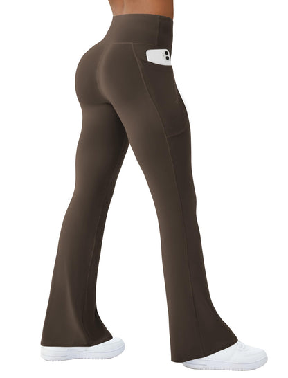 Womens Yoga Pants with Pockets High Waisted Flare Leggings Bell Bottom Yoga Dress Pants Seamless Bootcut Pants