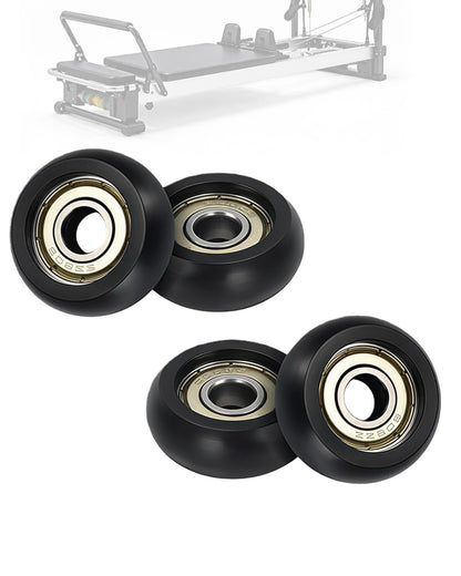 Aero Pilates Reformer Replacement Roller Set 4pcs. High-Performance Round Design, Smooth, Quiet Rollers, Easy to Install, Black