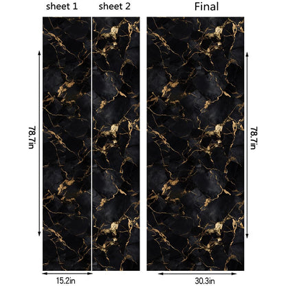 REDAMANCY Modern Black Gold Marble Abstract Peel and Stick Door Stickers Vinyl Mural Decals Decor Modern Wallpaper Self-Adhesive, Waterproof, Removable