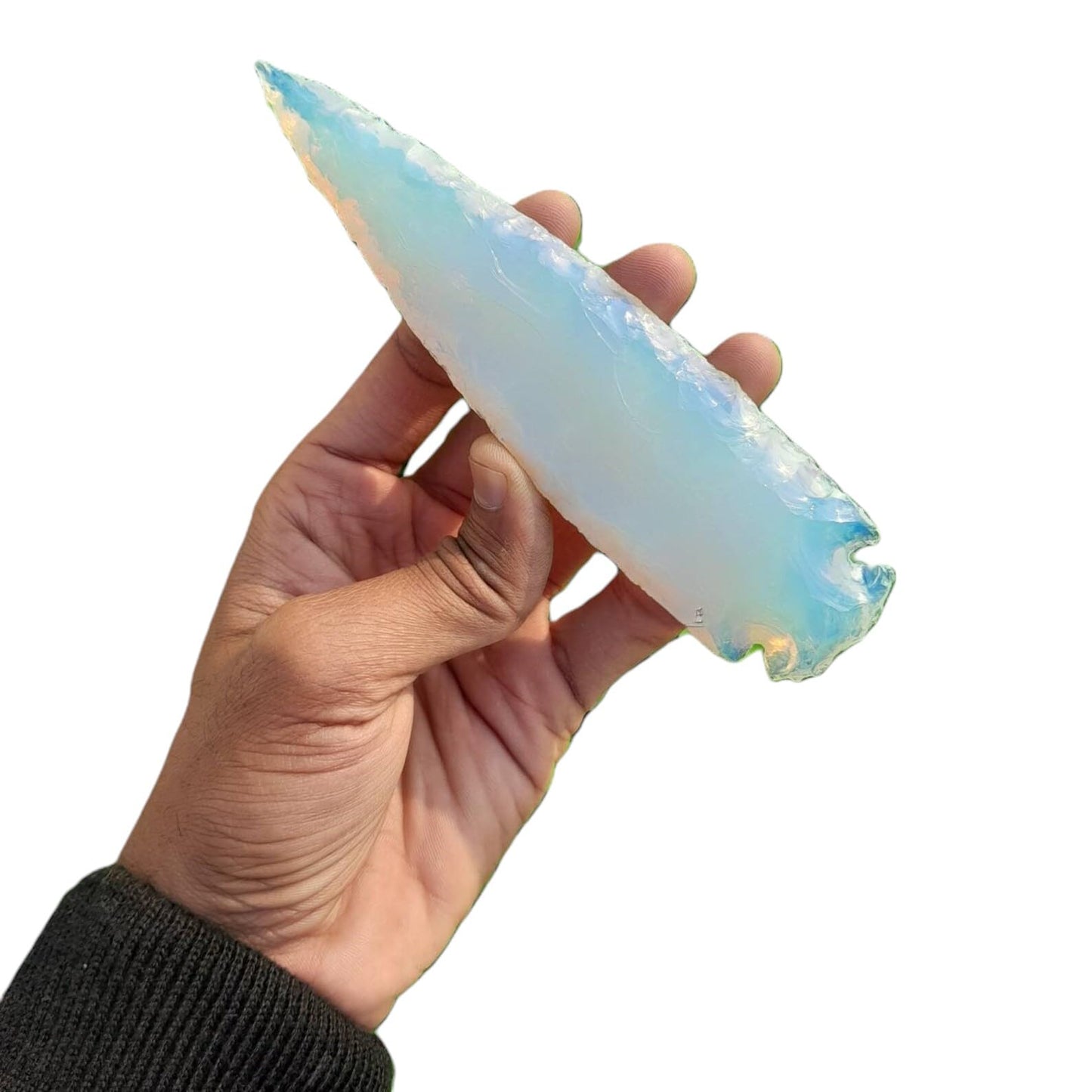 Opalite Arrowhead Hand Crafted Blue Opalite Arrowhead for Metaphysical Healing Crystal for Tarots Gift Symbol of Mystery Arrows 5.5-6" Inches