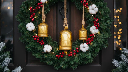 Christmas Handmade Rustic Finish Hanging Bells for Door Chimes on Jute Rope Shabby Chic Decorative Bells (Rustic Set of 3 4x6x7.5)