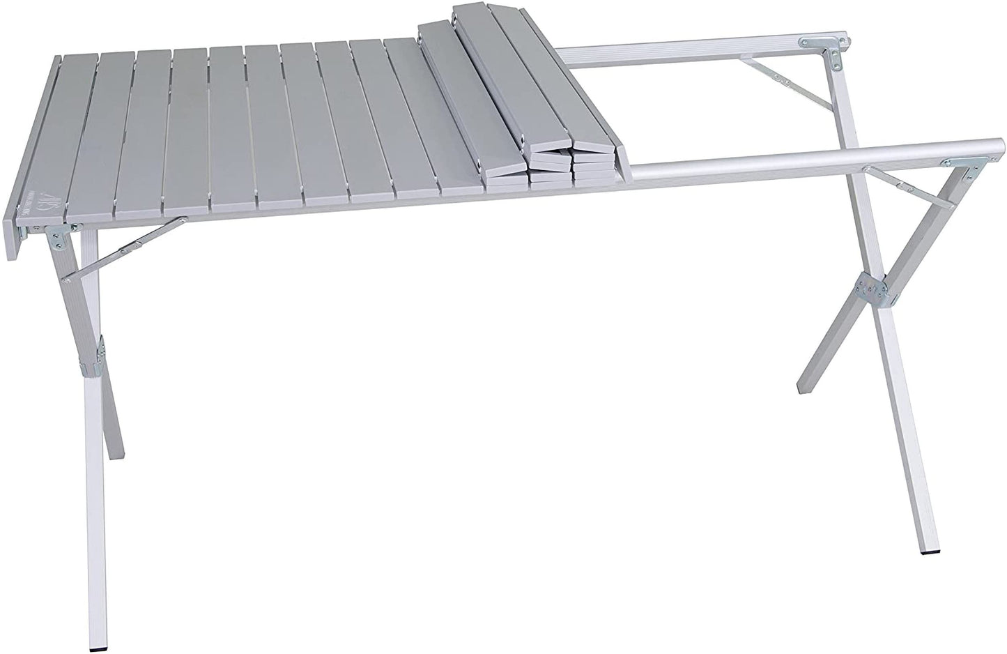 ALPS Mountaineering Folding Camping Table with Smooth Easy-to-Clean Roll Top and Sturdy and Lightweight Aluminum X Frame, Shoulder Carry Bag, Square, Silver - New