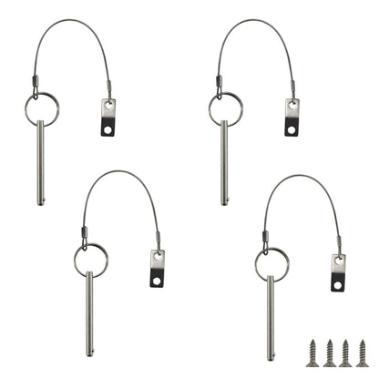 Quick Release Pin, Diameter 1/4"(6.3mm), Total Length 3"(76mm), Effective Length 2.4"(61mm), Full 316 Stainless Steel, Bimini Top Pin, Marine Hardware 4 Pack