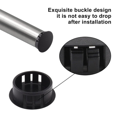 Jersvimc 25Pcs 3/4 Inch(19mm) Black Hole Plug Plastic Hole Cover, Round End Cap Flush Type Tube Insert, Pipe Post Panel Plug for Chair Furniture Glide Protectors