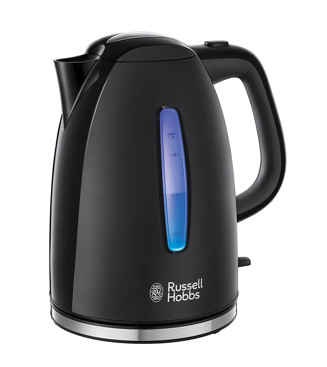 Russell Hobbs Textures+ Kettle [1.7 L, 2400 W, Blue LED Lighting] (Quick Boil Function, Removable Limescale Filter, Illuminated Water Level Indicator, Automatic Lid Opening) Tea Maker 22591-70