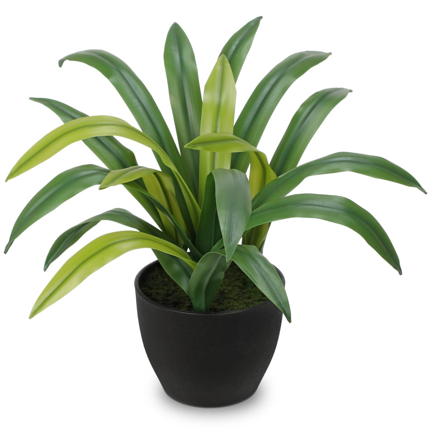 Hollyone Artificial Cymbidium Leaves Plants 13.7" Fake Spiked Agave Plant in Black Pot Faux Succulent Aloe Tropical Plants for Indoor Outdoor Modern Home Table Office Living Room Desk Decor
