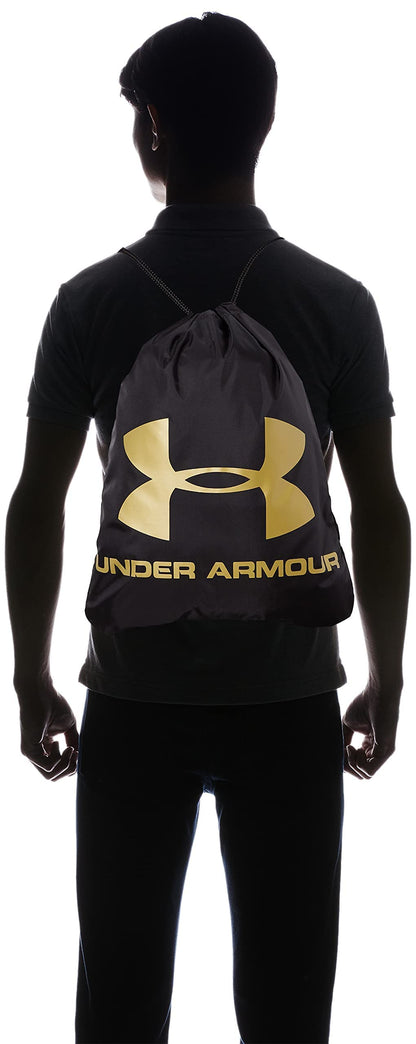 Under Armour Unisex-Adult Ozsee Sackpack , Black (010)/Metallic Gold , One Size Fits All