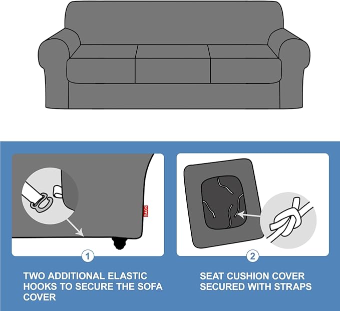 CUCRAF T Cushion Sofa Cover 4 Piece Slipcovers, Soft Thick Velvet Couch Cover