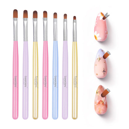 Beetles Nail Art Brushes 8pcs – Crystal Nail Art Tools 5pcs Double-headed Nails Dotting Tool, 3pcs Striping Liner Brushes for Nails with Pearls Bowknot Stickers, DIY Home Salon Manicure Design Tools