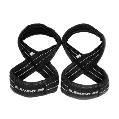 Padded Figure 8 Wrist Straps - Weightlifting Straps - Functional Fitness, Weight Lifting, Deadlifts, Farmer Walks (Medium, Black)