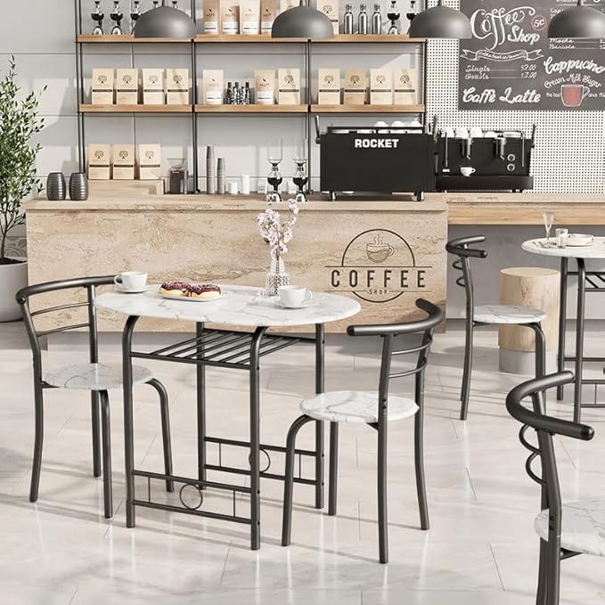 Shahoo 3-Piece Wooden Dining Table Set, Kitchen Breakfast Nook Sets