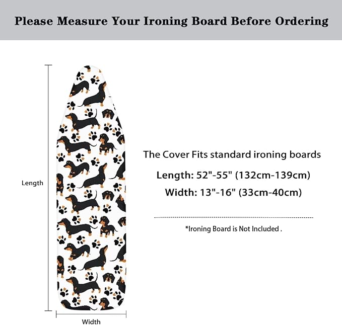 GLENLCWE Cute Dachshund Paw Print Ironing Board Cover, 54x15 inches, Animal
