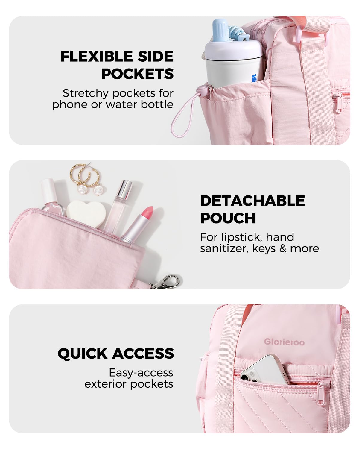 Small Gym Bag for Women - Puffer Duffle Weekender Work Duffel Carry on Overnight Nurse Dance Yoga Workout Tote Bag with Yoga Mat Holder Wet Compartment Coin Purse BPA-Free