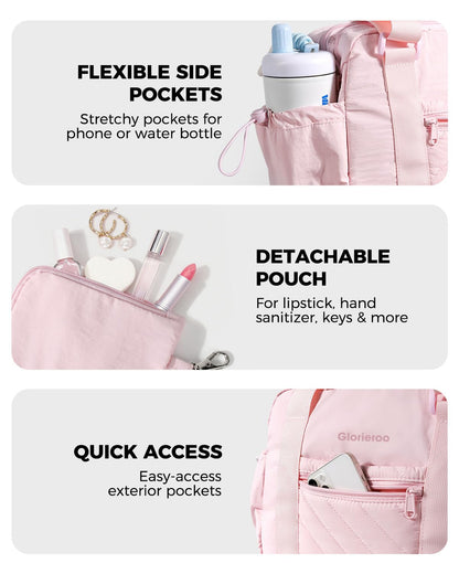 Small Gym Bag for Women - Puffer Duffle Weekender Work Duffel Carry on Overnight Nurse Dance Yoga Workout Tote Bag with Yoga Mat Holder Wet Compartment Coin Purse BPA-Free