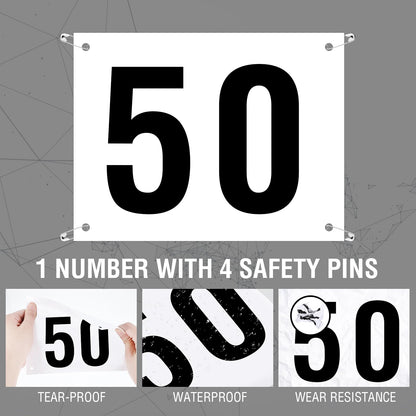 Hanaive 500 Pieces Running Bib Numbers with Safety Pins for Marathon Sports Competition Events Tearproof Waterproof, 6 x 7.5 Inch (1-500 Number)