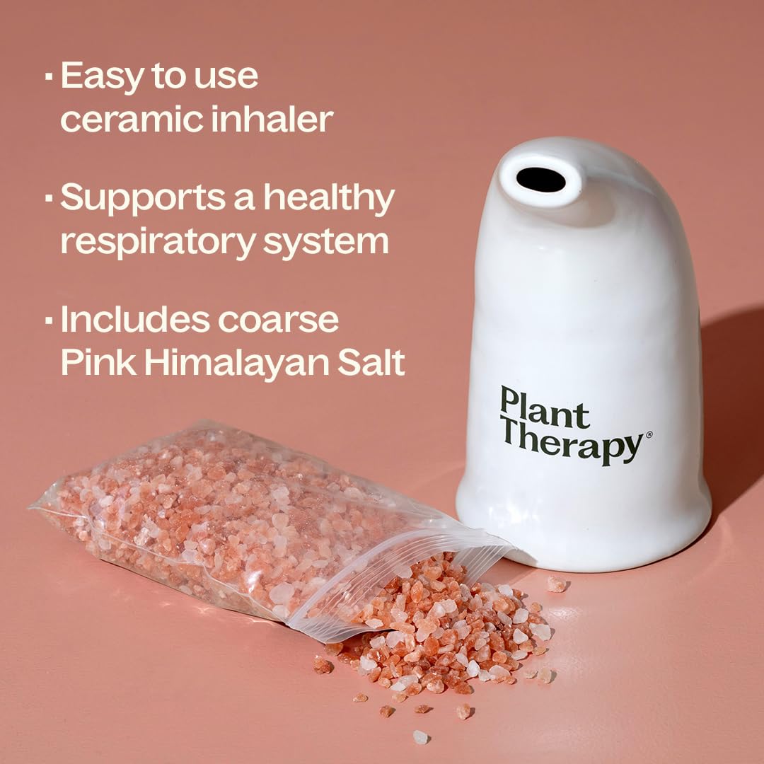 Plant Therapy Pink Himalayan Salt Inhaler w/Pink Himalayan Crystal Salt, Supports a Healthy Respiratory System