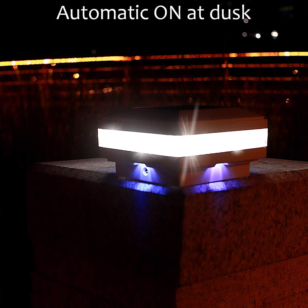 Solar Post Lights,GEYUEYA Home Solar Post Cap Lights Fence Lights Outdoor for 4x4 3x3 3.5x3.5 5x5 6x6 inch Wooden Posts Deck Patio Garden Yard Decoration Waterproof Pure White Blue Lamp
