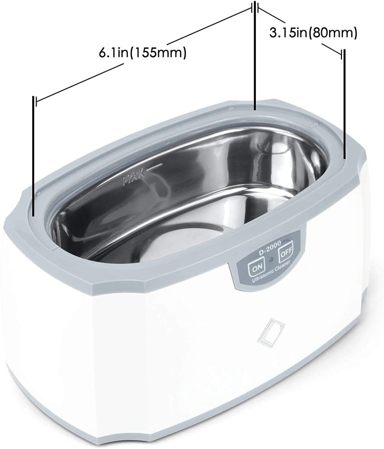 LifeBasis D-2000 Ultrasonic Cleaner Jewellery Cleaner Machine 420ML 45000Hz Silver Cleaner with Watch Stand for Cleaning Jewelry Necklaces Rings Glasses Watches Coins Razors Guin-ness Surger Tins