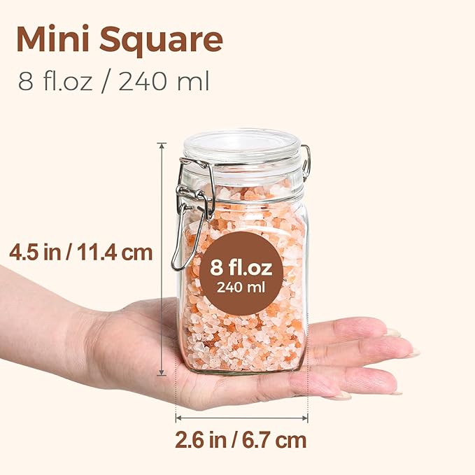 ComSaf Small Glass Jars with Airtight Lid Set of 12, Spice Jars 8 oz, Mason Jar