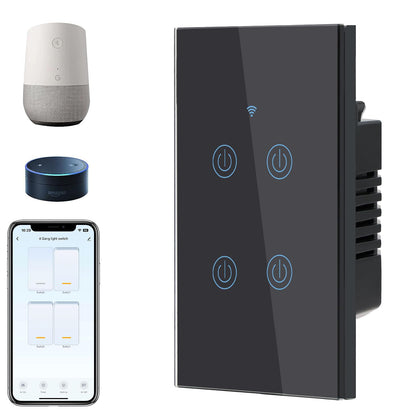 BSEED Smart Light Switch,1 Gang WiFi Touch Switch with Smart Life APP Control and Timing Function,Black Single Pole Switches Work with Amazon Alexa,Google Assistant -(3 Way) Multi-Control Association