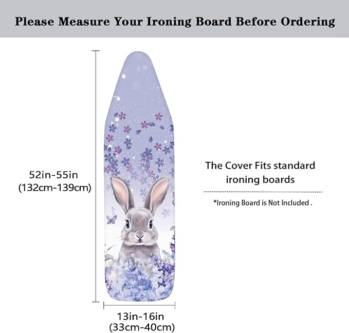 Sprowallow Rabbit Lavender Ironing Board Cover Standard Size Silicone Coated
