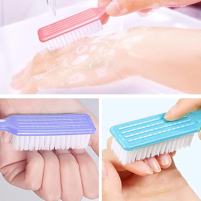 NICEMOVIC 10 Pcs Nail Brush for Cleaning Fingernails, Handle Grip Nail Scrubber