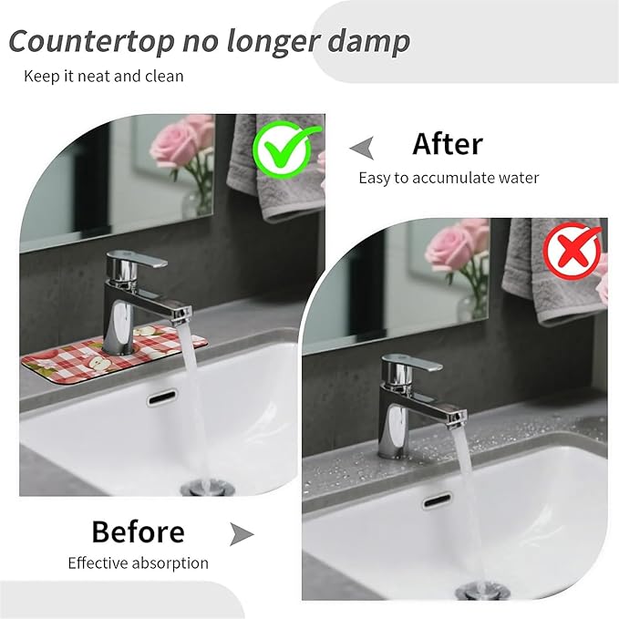 Kitchen Sink Splash Guard，Apple-on a checkered Faucet Mat Sink Gadgets-Super