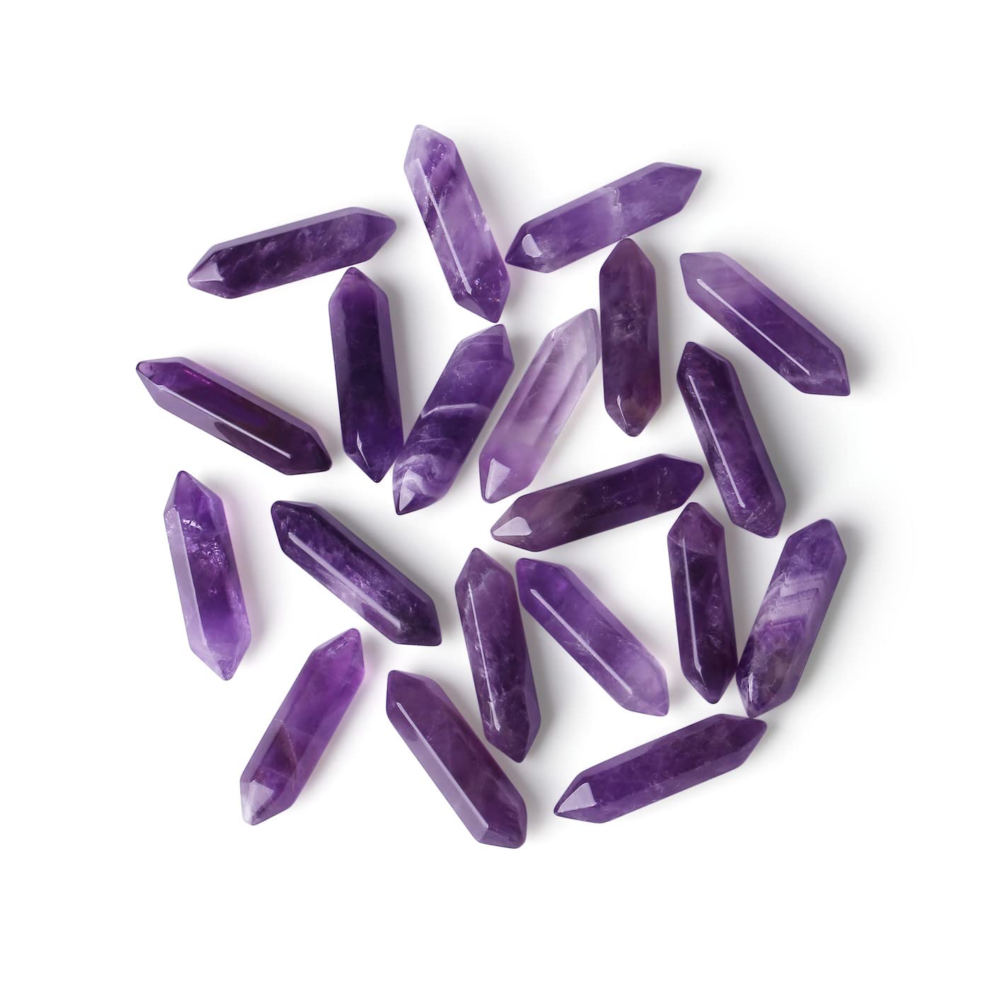 ZHIYUXI Amethyst Crystal Wands Amethyst Stone Purple Crystal Gemstones Crystals Bulk Set Healing Stones for Meditation, Reiki Therapy, Home Decor, Gifts for Spiritual Wellness 10 Pcs