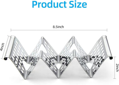 Taco Holders Set of 4, Taco Stand, Stainless Steel Taco Holder, Each Can Hold 3 Tortillas, with Easy-Access Handle, Fits Microwave, Air Fryer and Oven