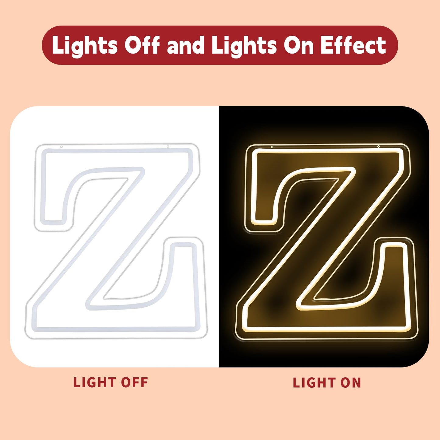 RumonZS Light Up Letters Z LED Letters Lights Neon Sign 26 Alphabet 11.4"Decorative Lighted Alphabet for Wedding Party Birthday Bar Christmas Home Decor Letter Lights (Warm White)