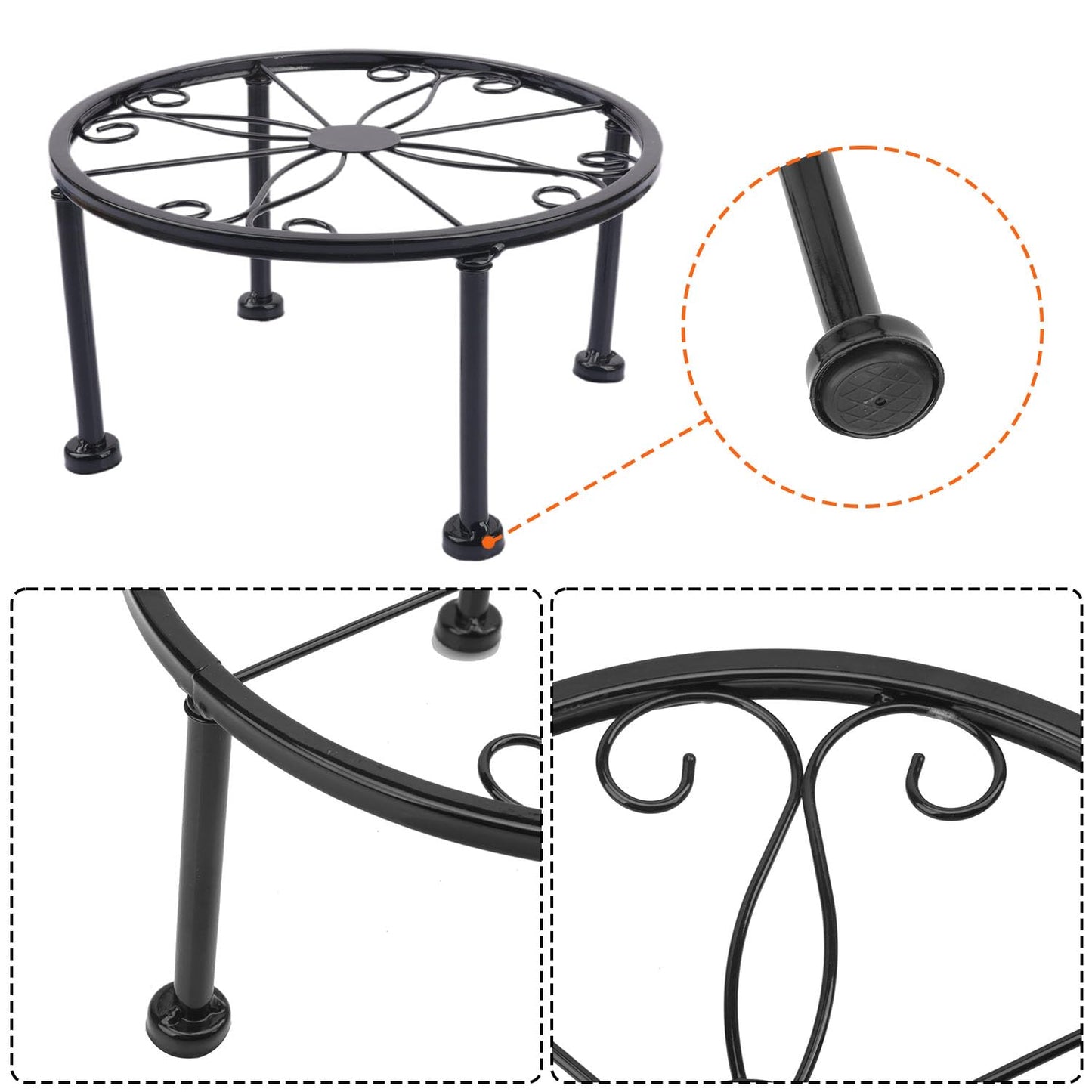 Yiksonyo 4 Pack 9 Inch Black Metal Plant Stand, Heavy Duty Outdoor & Indoor Plant Stands, Rustproof Wrought Iron Pot Stand for Garden, Patio, Balcony.
