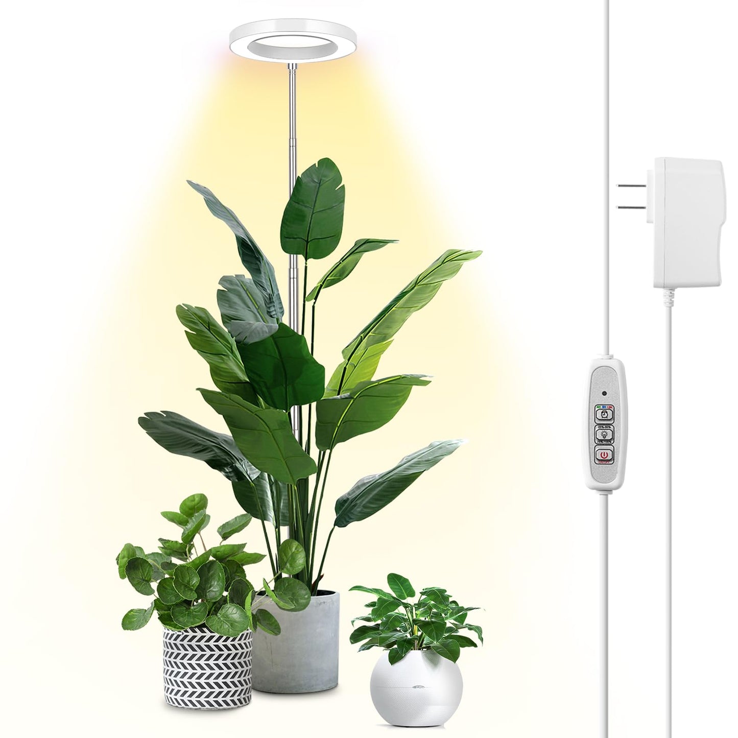 LBW Plant Grow Light, 72 LEDs Full Spectrum Grow Lights for Indoor Plants,Large Grow Lamp with 4/8/12H Auto Timer & 4 Dimmable Brightness, Height Adjustable, Ideal for Tall Plants,White