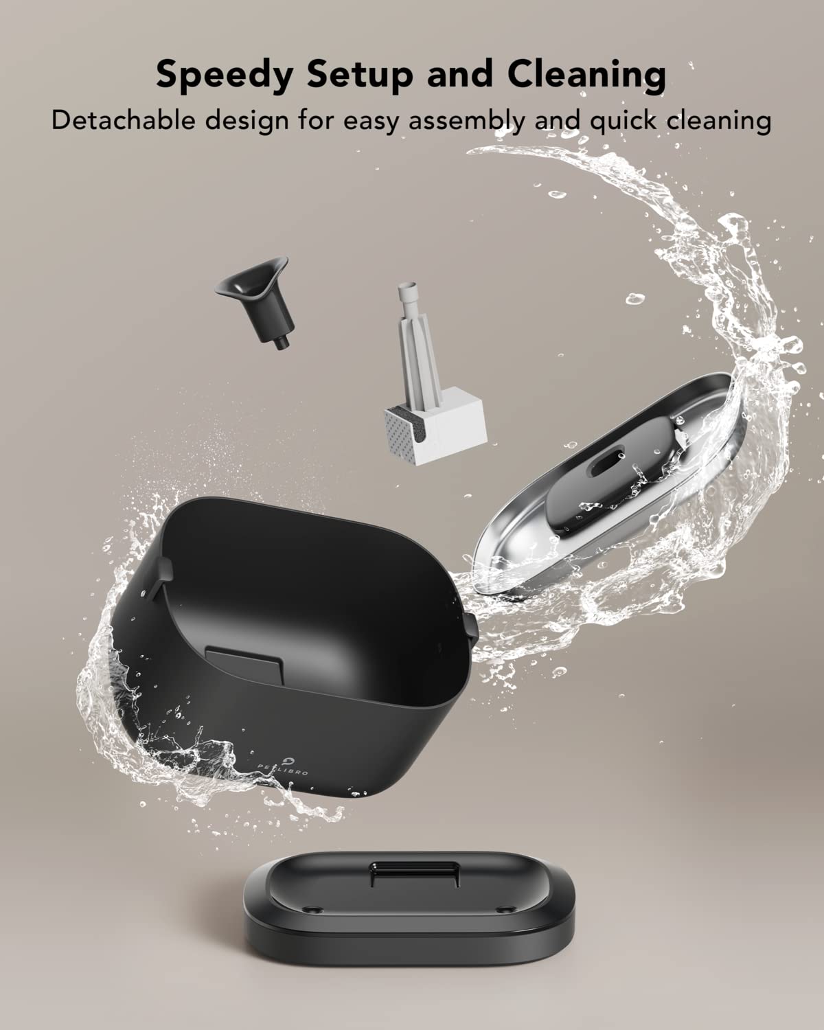 PETLIBRO Cat Water Fountain, Cordless Pet Water Fountain Battery Operated, 2.5L/84oz Dockstream Water Fountains for Cats Indoor, Cat Fountain with Stainless Steel Tray, Easy to Clean BPA-Free