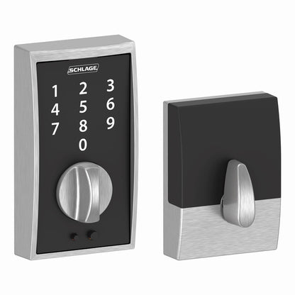 SCHLAGE BE375 CEN 622 Touch Keyless Touchscreen Electronic Deadbolt Lock, Matte Black